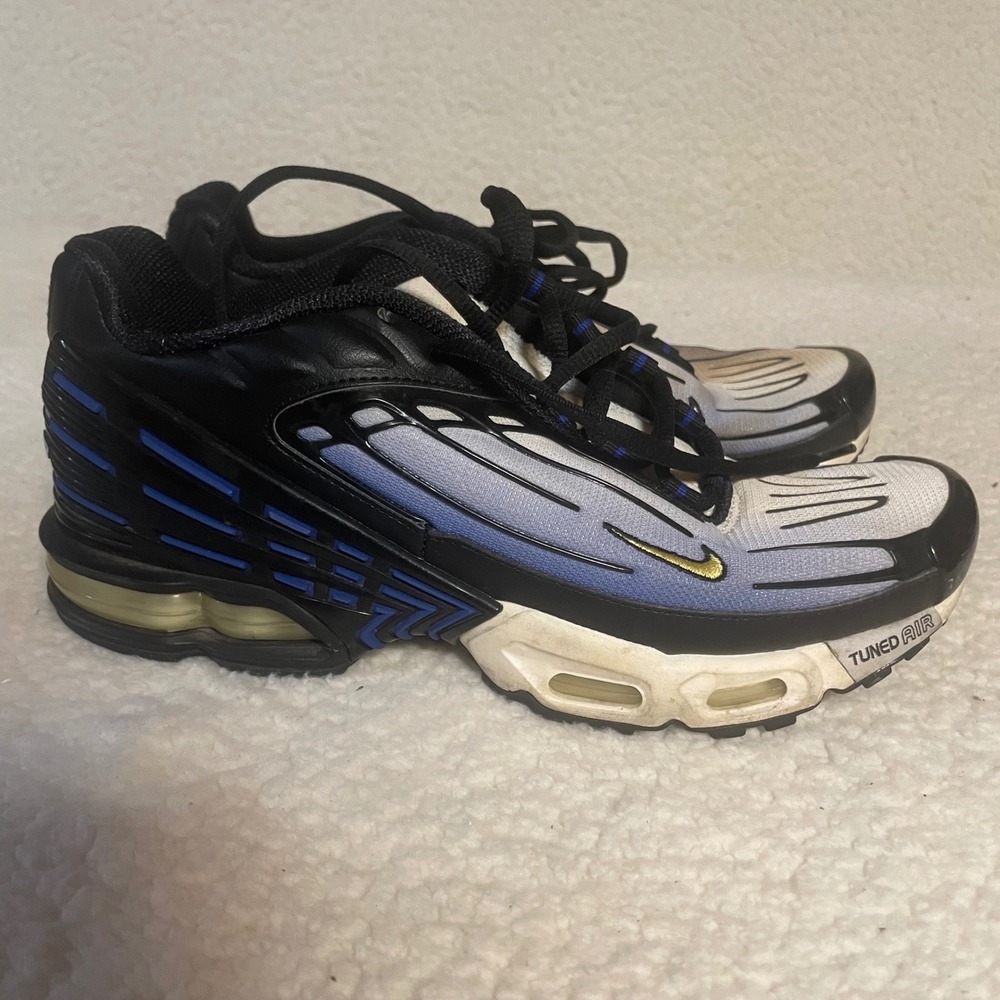 Nike Air Max Plus 3 III Black Hyper Blue White CJ9684-001 distressed Mens Size 8